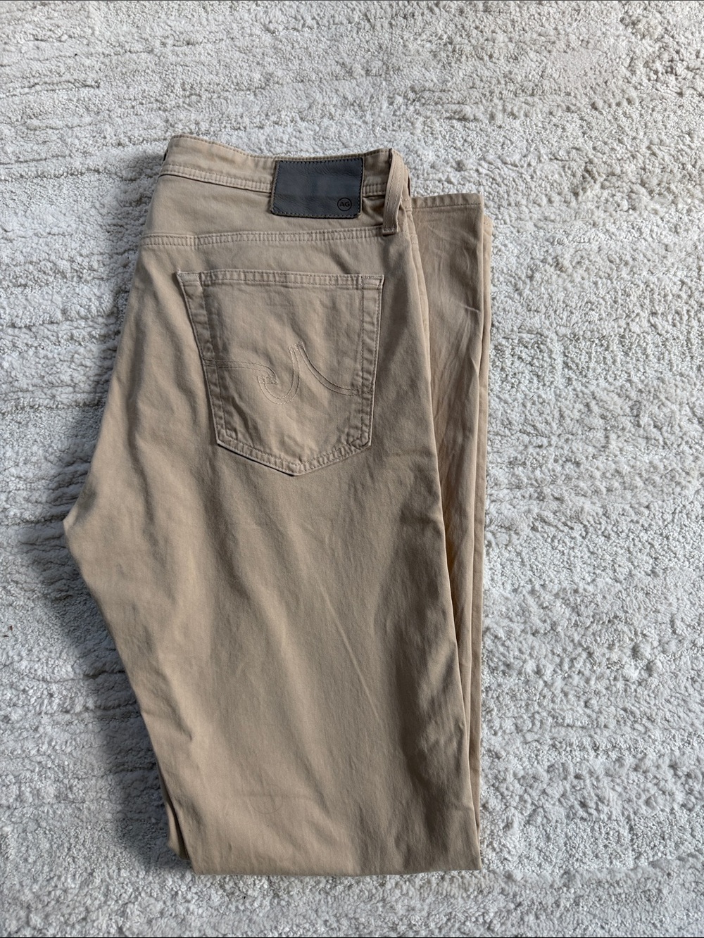 Ag Adriano Goldschmied Slim/Straight Jeans in Light Khaki the Everett fit 34/34